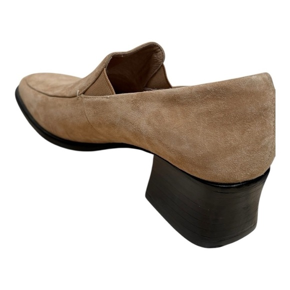 Lisa Says Gah Suede Leather Block Heeled Loafers Size 9 - Picture 7 of 9